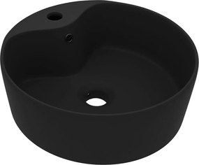 vidaXL Chiuvetă de lux cu preaplin, negru mat, 36 x 13 cm, ceramică