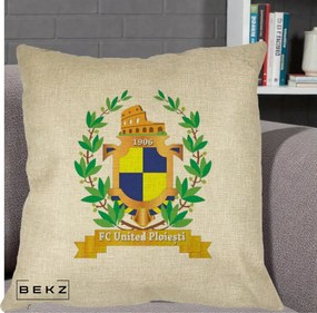 Perna Personalizata FC United Ploiesti 1906 Fotbal, 40x40 cm, Crem, Husa Detasabila, Perna Inclusa, BEKZ®