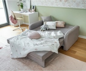 Canapea gri deschis extensibilă/cu spațiu de depozitare cu tapițerie din chenille 155 cm Laine – ELTAP