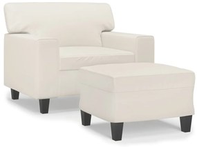 3153546 vidaXL Fotoliu canapea cu taburet, crem, 60 cm, piele ecologică