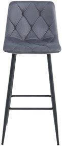 OFERTA Scaun de bar din catifea NADO gri inchis cu picioare negre calitatea II