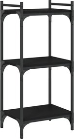vidaXL Bibliotecă cu 3 niveluri, negru, 40x30x86 cm, lemn prelucrat
