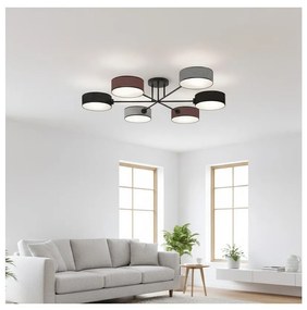 Lustră aplicată MAGA, 6 x E14, 10 W, 230 V, negru/maro/gri