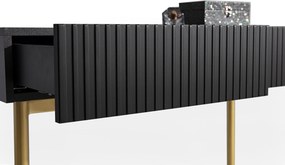 Consolă cu sertare Nicole 100 cm - negru mat / picioare aurii