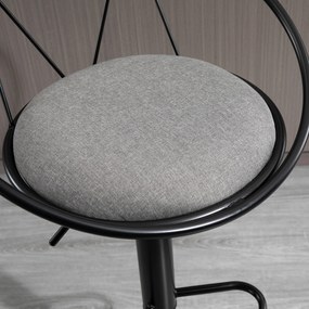 HOMCOM Set de 2 taburete de Bar Design neo-retro reglabil pivotant cu Suport pentru Picioare metal Negru Lână Gri | Aosom Romania