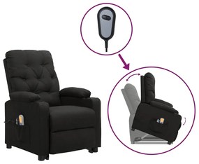 3093489 vidaXL Fotoliu electric de masaj rabatabil cu ridicare, negru, textil