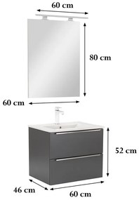 Mobilier complet de baie Vario Trim 60 antracit-antracit