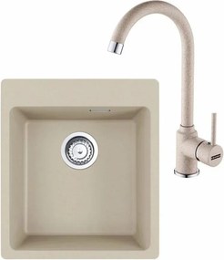 Set chiuveta bucatarie compozit Franke Maris Avena 44x50 cm cu 1 cuva finisaj bej mat si baterie Pola