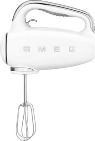 Mixer manual SMEG 50's Style HMF01WHEU, 250 W, 9 viteze, Functie Turbo, Afisaj LED, Timer, Accesorii, Alb