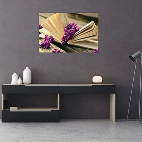 Tablou cu cartea și lavanda (90x60 cm)