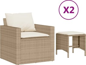 vidaXL Set canapele de grădină, 4 piese, cu perne, bej, poliratan