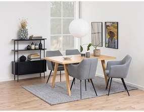 Bibliotecă neagră cu aspect de lemn de frasin cu ușă glisantă 94x114 cm Angus – Actona