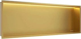 Raft incastrat dreptunghiular Balneo Wall-Box One LED cu rama 90x30x10 cm auriu lucios