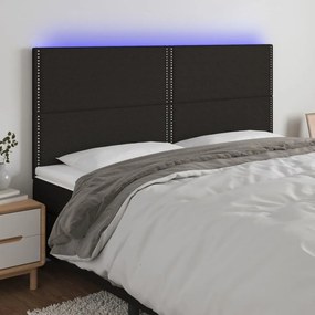 vidaXL Tăblie de pat cu LED, negru, 160x5x118/128 cm, textil