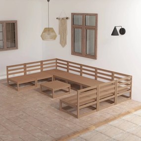 3076147 vidaXL Set mobilier de grădină, 10 piese, lemn masiv pin