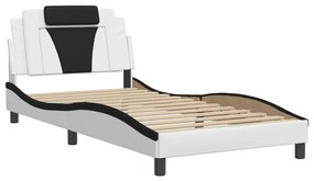 3208081 vidaXL Cadru de pat cu tăblie alb și negru 100x200cm piele artificială