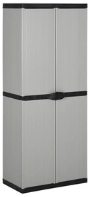 vidaXL Dulap de depozitare grădină cu 3 rafturi gri/negru 68x40x168 cm