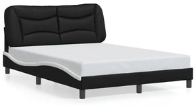 3213932 vidaXL Cadru de pat cu lumini LED negru/alb 140x190 cm piele ecologică