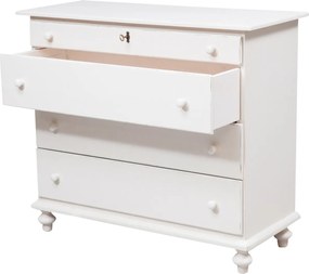 Comoda, L114 48 H99 cm, alb antichizat, lemn masiv