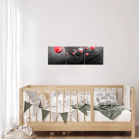 Tabloul cu bile abstracte roșii (cu ceas) (90x30 cm)