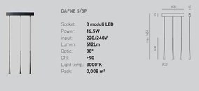 Lustra cu 3 pendule LED slim DAFNE alb, negru sau auriu