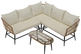 Set mobilier de grădină Arala (natural + bej + negru) (pentru 4 persoane). 1116234