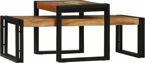vidaXL Masă de cafea 2 pcs Maro 48 x 40 x 40 cm Lemn Solid de Acacia
