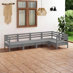 3082699 vidaXL Set mobilier de grădină, 5 piese, gri, lemn masiv de pin