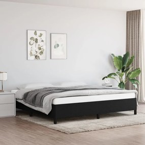 Cadru de pat, negru, 200x200 cm, material textil Negru, 35 cm, 200 x 200 cm
