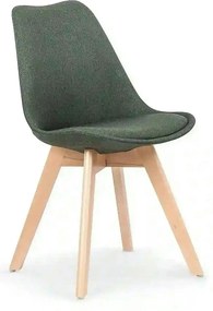 Scaun tapitat K303, verde inchis/stejar, stofa/lemn, 48X54X83 CM