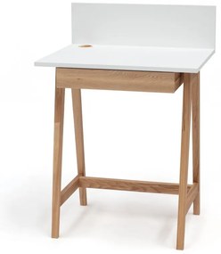 Birou cu bază din lemn de frasin Ragaba Luka, lungime 65 cm, alb