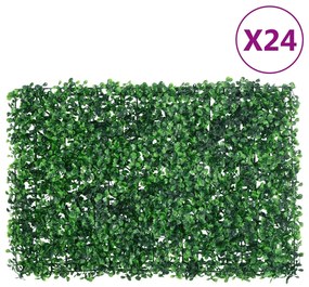  vidaXL Gard din frunze de arbust artificiale, 24 buc. verde 40x60 cm
