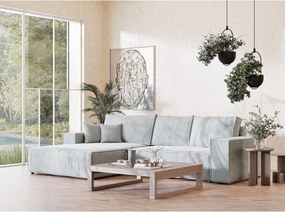 Colțar gri deschis extensibil/cu spațiu de depozitare cu tapițerie din chenille (cu colț pe partea stângă/cu șezlong) Maze – Maison de Rêve