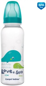 Canpol babies - Biberon imprimat, 250 ml, Love &amp; Sea - turcoaz