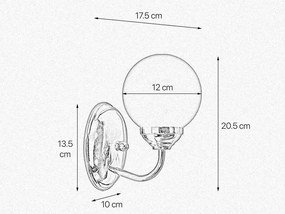Aplica de perete stil clasic italian din alama si sticla Globe