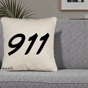 Perna Personalizata 911 Bold, 40x40 cm, Bej Canapea, Husa Detasabila, Perna Inclusa, BEKZ®