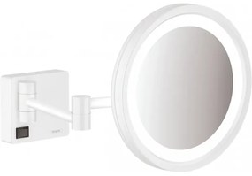 Oglinda cosmetica 3X, Hansgrohe AddStoris, cu brat, iluminare LED, alb mat, 41790700