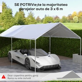 Outsunny Acoperiș pentru Carport 10 x 20 ft, Prelată de Schimb Rezistentă la UV cu Corzi Elastice, Albă | Aosom Romania