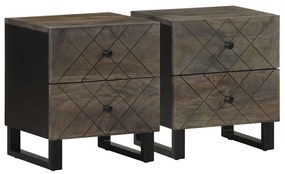 vidaXL Noptiere, 2 buc., negru, 40x33x46 cm, lemn masiv de mango