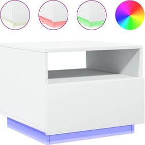 vidaXL Măsuță de cafea cu lumini LED, alb, 50x49x40 cm