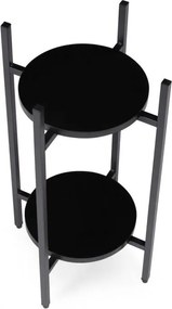 Suport pentru flori Loft - raft cu 2 etaje cu rafturi negre rotunde