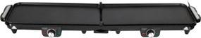 Grătar electric dublu pliabil Adler AD 6617, 3000 W, deschidere la 180°, 96 x 26 cm, plăci antiaderente, 2 termostate, tavă pentru grăsime, negru