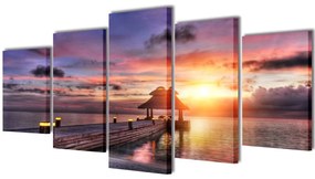 Set tablouri imprimate Plajă cu pavilion 100 x 50 cm