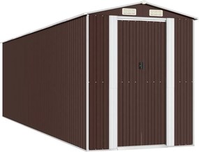 vidaXL Șopron de grădină, maro închis, 192x689x223 cm, oțel galvanizat