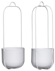 Set 2 ghivece suspendate din fier Hübsch Juro, gri deschis