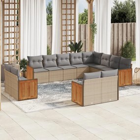 vidaXL Set canapele de grădină cu perne, 12 piese, bej, poliratan