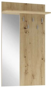 Panou pe perete cu cârlige Lima cu o oglindă, stejar artisan