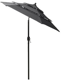 Umbrela de soare 3 niveluri, stalp de aluminiu, antracit, 2 m Antracit, 2 m