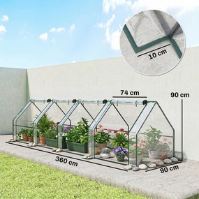 Outsunny Mini Seră Portabilă Tunel pentru Plante și Flori cu Uși Rulabile cu Fermoar, Transparentă | Aosom Romania