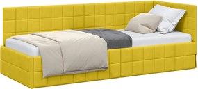 vidaXL Cadru de pat colțar cu headboard Galben 80 cm x 200 cm Catifea